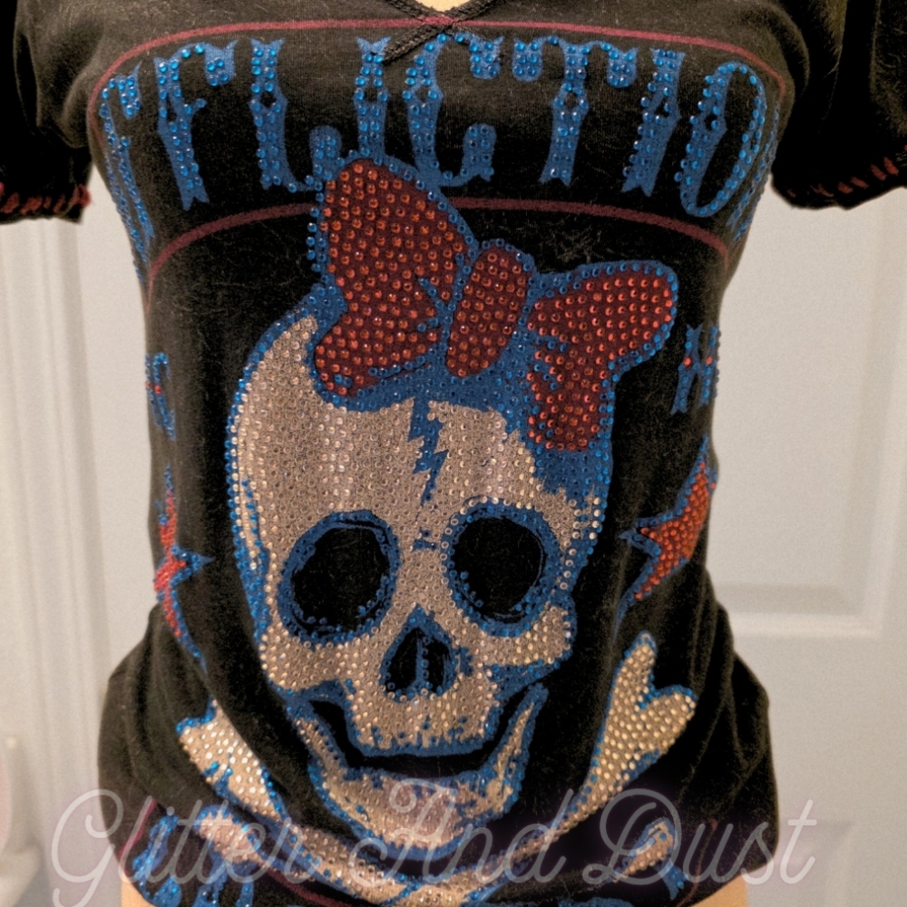 Affliction Rhinestone Skull ACMC Shirt - Picture 5 of 11